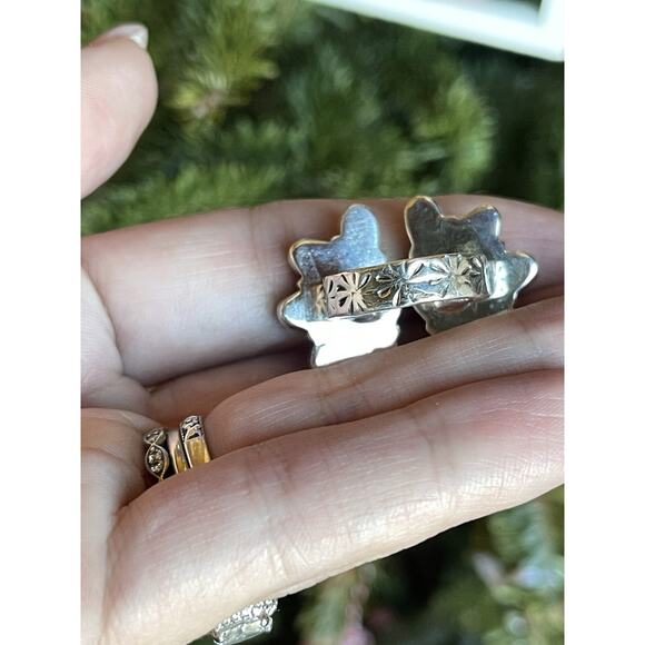 Turquoise Cluster Statement Ring Sterling Silver Southwestern Adjustable 5.5-8 - Picture 9 of 12